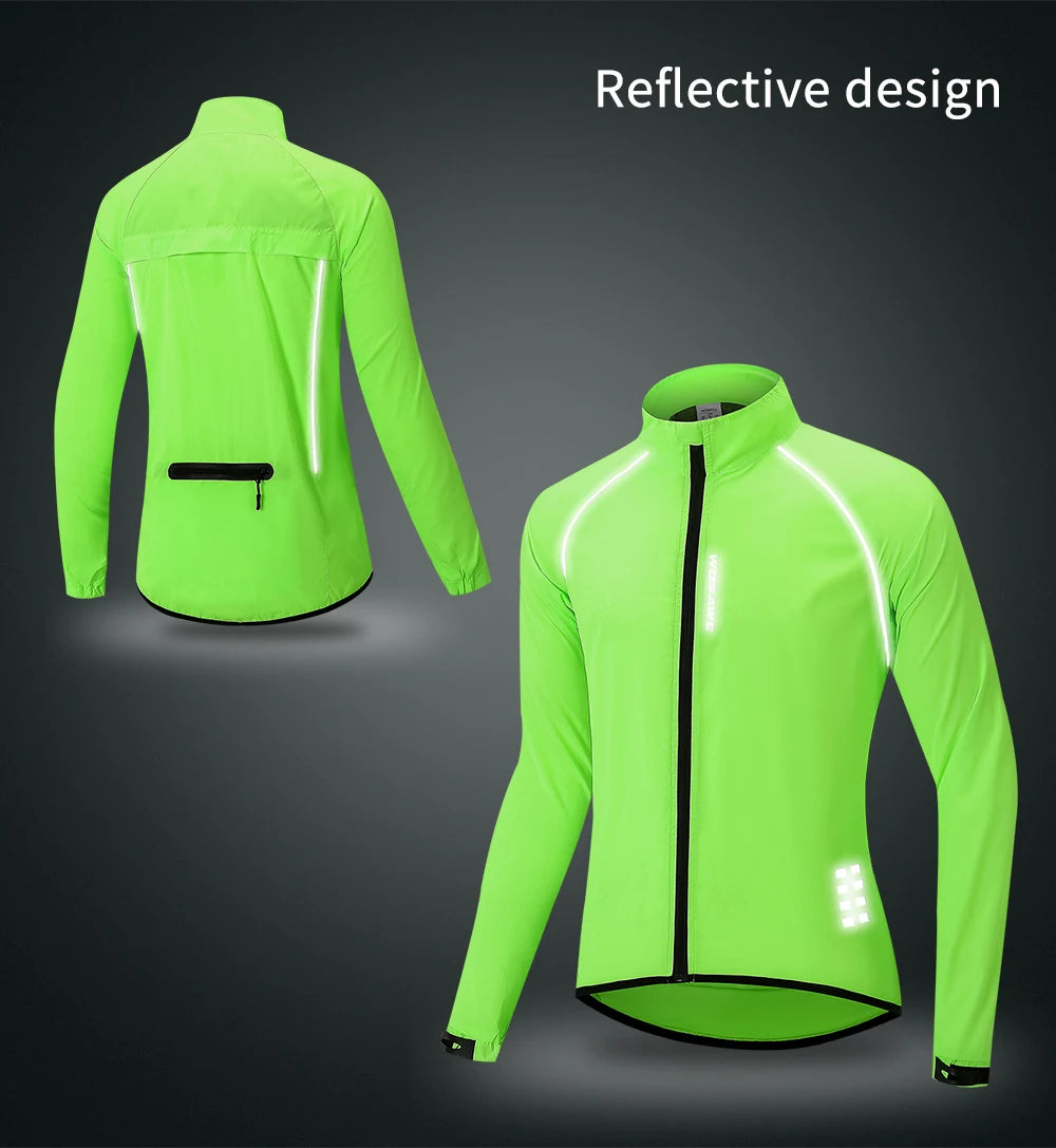 WOSAWE Men’s Ultralight Windproof Cycling Jacket – Reflective & Long Sleeve
